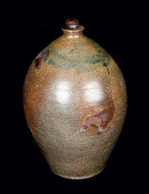 Stoneware "WINE" Jug with Coggled Birds attrib. Old Bridge, NJ, Four-Gallon