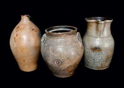 Lot of Three: CHOLLAR, DARBY & CO. Stoneware Crock, Ovoid Stoneware Jug, Stoneware Pitcher