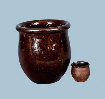 Lot of Two: Redware Jars, One Miniature