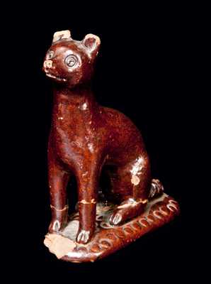 Redware Figure of a Fox, possibly Solomon Bell, Strasburg, VA
