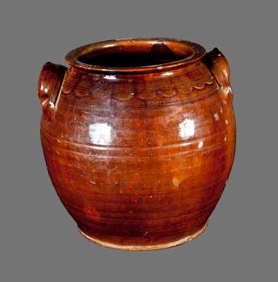 Very Rare North Carolina Redware Jar Incised "Henry Watkins / 1852"