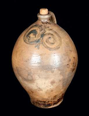 Early Stoneware Jug with Cobalt "Watchspring" Decoration, NJ or New England origin, late 18th century
