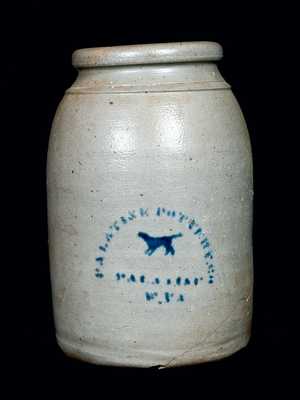 PALATINE POTTERY CO., West Virginia Stoneware Canning Jar with Dog