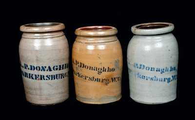 Lot of Three: A. P. DONAGHHO Stoneware Crocks