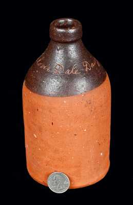 Rare Redware Bottle Incised "Clover Dale Dairy"