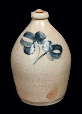 One-Gallon Stoneware Jug with Floral Decoration