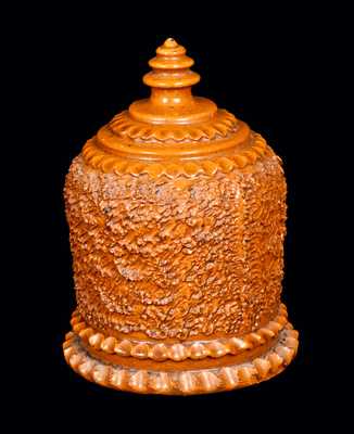 Glazed Redware Bank with Elaborate Form, American, possibly Galena, IL, second half 19th century