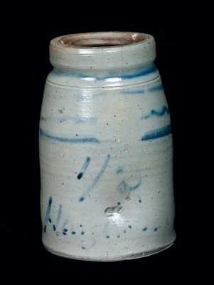 Scarce Half-Gallon Stoneware Canning Jar with Cobalt Name