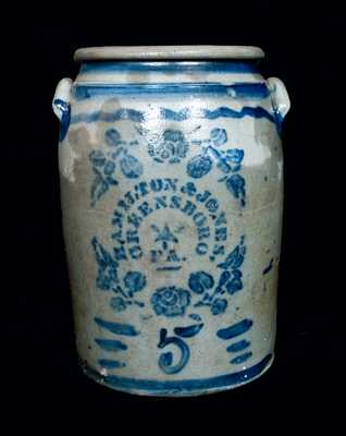 HAMILTON & JONES Stoneware Crock with Stenciled Flowers and Star