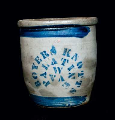 BOYERS & KNOTTS / PALATINE, W. VA Stoneware Cream Jar