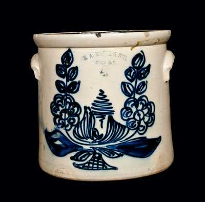 N. A. WHITE & SON / UTICA, NY Stoneware Jar with Vibrant Floral Decoration