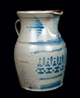 WV Stoneware Pitcher with Stenciled and Freehand Decoration