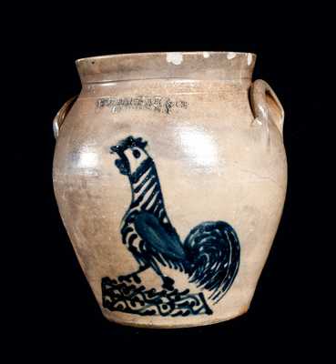 W.H. FARRAR / GEDDES, N.Y. Stoneware Rooster Jar