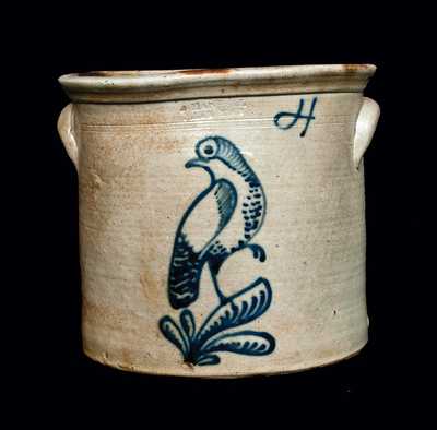 PENN YAN, NY Stoneware Crock with Elaborate Bird Decoration
