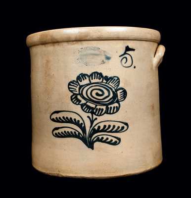 J. BURGER / ROCHESTER, NY Stoneware Crock with Floral Decoration