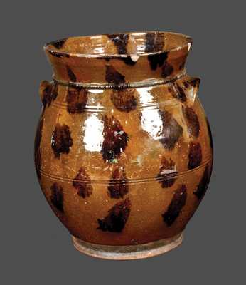 Lead and Manganese-glazed Bulbous Redware Jar, New England, circa 1840