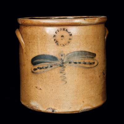 N. CLARK JR. / ATHENS, NY Stoneware Crock with Dragonfly