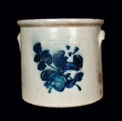 3 Gal. N. A. WHITE Stoneware Crock with Floral Decoration