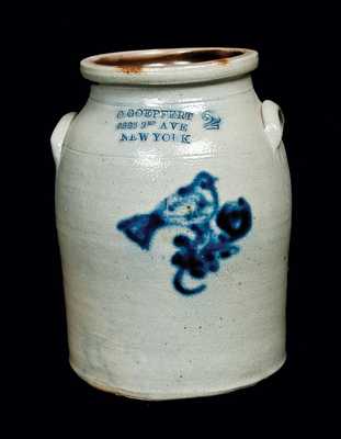 Stoneware Crock with Bird and New York Advertising