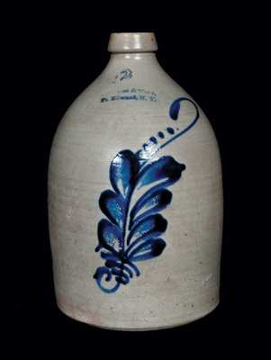 SATERLEE & MORY / FT. EDWARD, NY Stoneware Jug with Floral Decoration