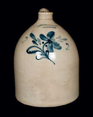 A. O. WHITTEMORE / HAVANA, NY Stoneware Jug with Floral Decoration