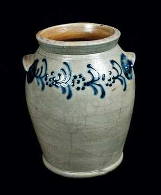 Rare Early Slip-Trailed Stoneware Jar, Baltimore, MD origin, circa 1820