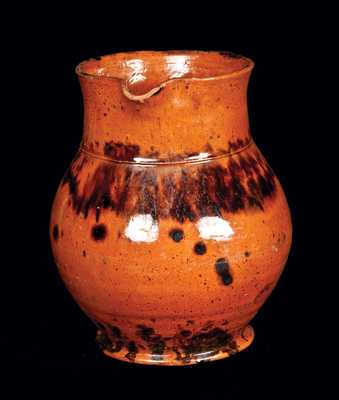 Glazed Redware Pitcher, PA origin, 19th century