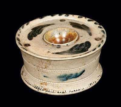 Cobalt-Decorated Stoneware Inkwell, attributed to Nathan Clark, Athens, NY