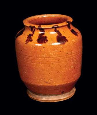 Quart-Sized Redware Jar with Manganese Decoration, probably PA