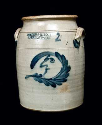 COWDEN & WILCOX Stoneware Crock with Man-in-the-moon Decoration