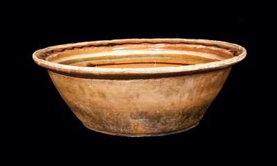 Redware Bowl with Three-color Slip Decoration