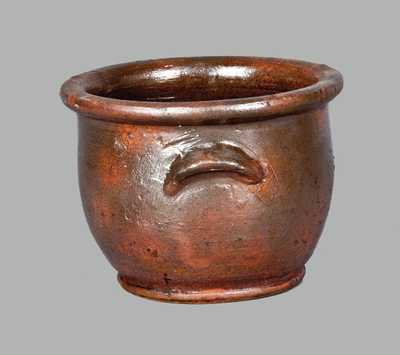Rare Glazed Redware Sugar Bowl, possibly John Bowman, Boonsboro, MD, circa 1870