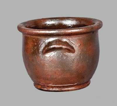 Rare Glazed Redware Sugar Bowl, possibly John Bowman, Boonsboro, MD, circa 1870