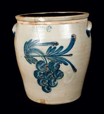 6 Gal. Cowden & Wilcox Stoneware Crock with Grapes Decoration
