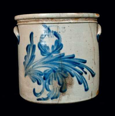 M. & T. MILLER / NEWPORT, PA Stoneware Crock with Profuse Floral Decoration
