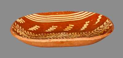 Redware Loaf Dish with Profuse Slip Decoration