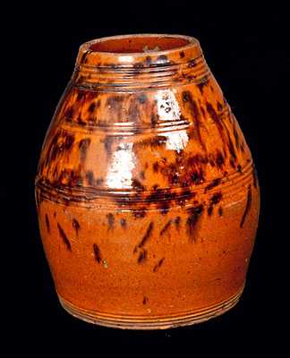 Bulbous Redware Jar with Manganese Decoration, Philadelphia, circa 1800