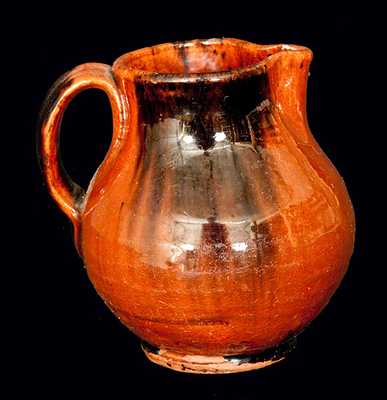 New England Redware Cream Pitcher with Manganese Decoration