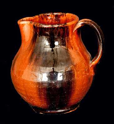 New England Redware Cream Pitcher with Manganese Decoration