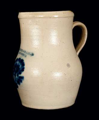 Very Rare HARRINGTON & BURGER / ROCHESTER Stoneware Pitcher with Floral Decoration