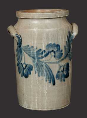 2 Gal. Baltimore Stoneware Water Cooler with Floral Decoration, circa 1850