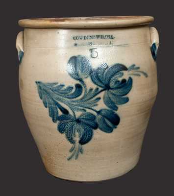 5 Gal. COWDEN & WILCOX / HARRISBURG, PA Stoneware Crock with Floral Decoration