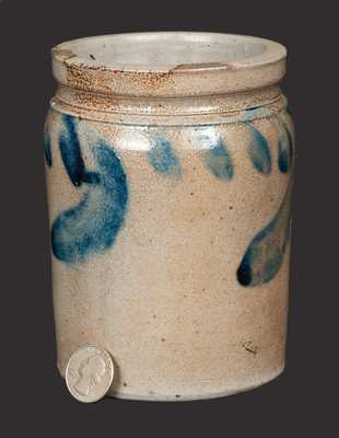 Very Small Stoneware Crock with Swag Decoration, Southeastern PA origin, third quarter 19th century