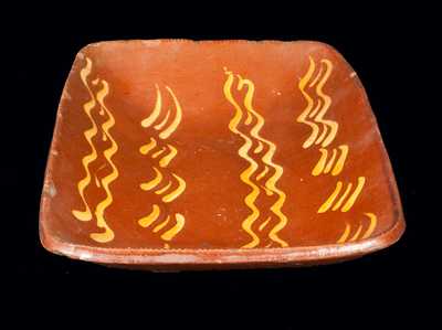 Redware Loaf Dish with Profuse Yellow Slip Decoration, possibly Norwalk, CT