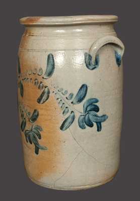 3 Gal. Western PA Stoneware Crock with Fine Floral Decoration