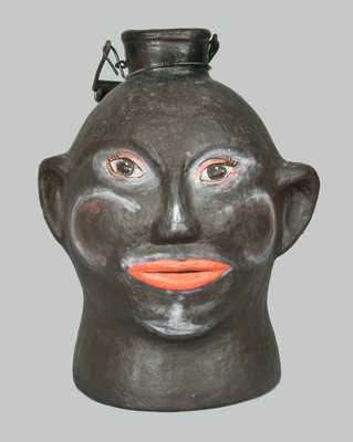 Unusual Cold-Painted Face Jug