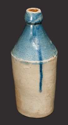 Stoneware Bottle with Bright Blue-Dipped Top Impressed DEFRESET LEMON BEER