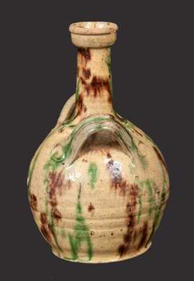 Unusual Polychrome Redware Handled Vase