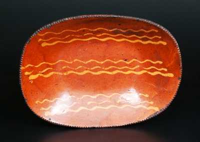 Yellow Slip-Decorated Redware Loaf Dish