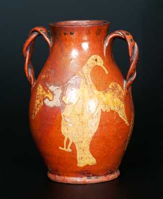 Redware Eagle Vase, attrib. John Betts Gregory, Clinton, Oneida County, NY